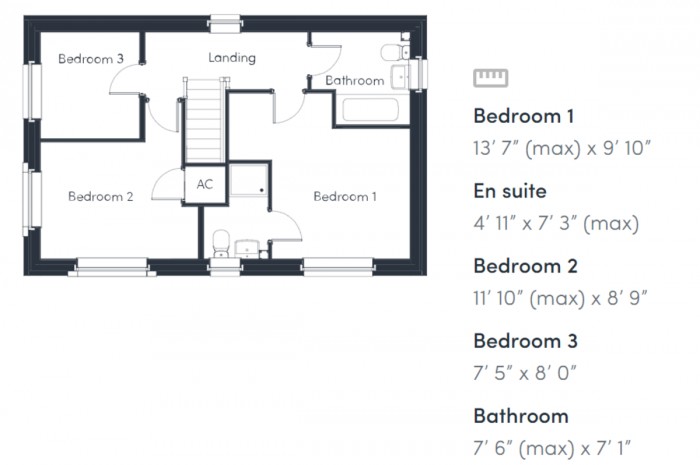 Floorplan for Plot 48, Llanmoor Homes, Saint Sannans Field